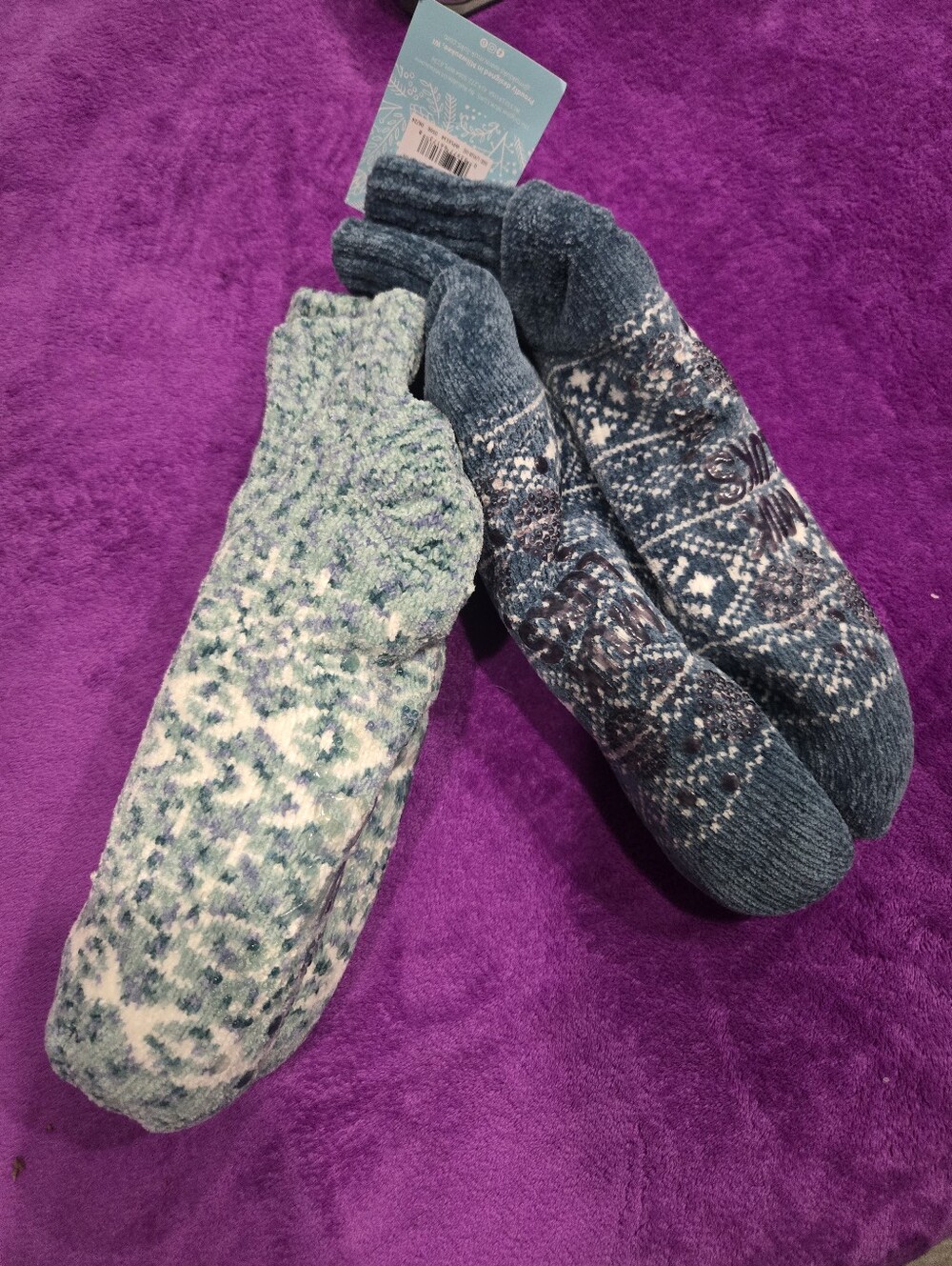 NWT MUK LUCKS Cozy Patterned Crew Socks DOUBBLE PACK